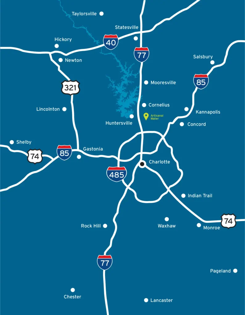 Service Area Map for Charlotte, North Carolina.